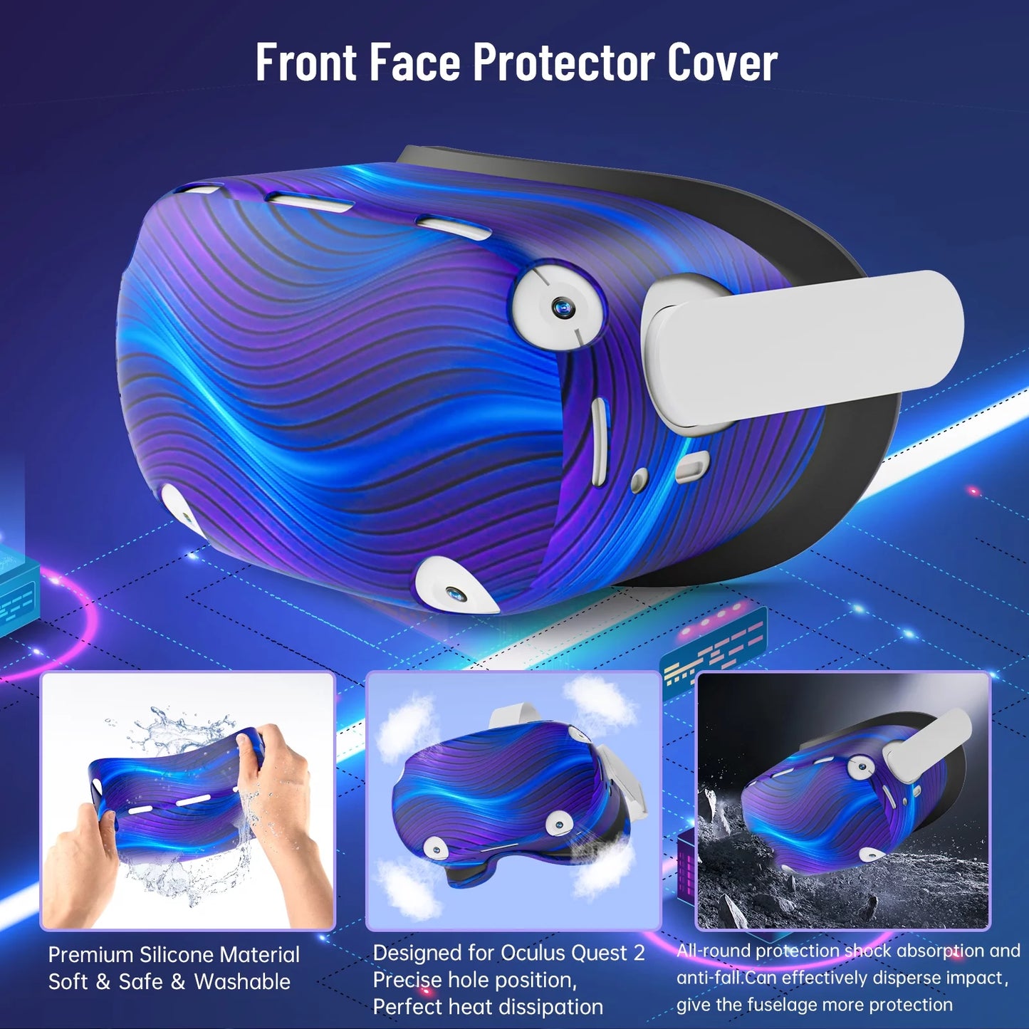 Accessories for Oculus Quest 2, Protect VR Sets  Silicone Face Cover for Oculus Quest 2, VR Shell Cover, Protective Lens Cover,Touch Controller Grip Cover, Disposable Eye Cover