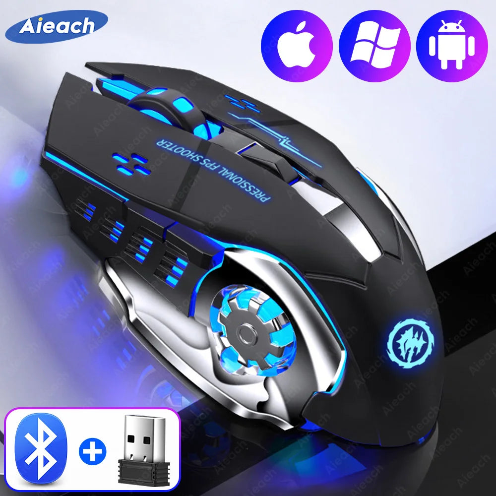 Bluetooth Mouse Gaming Computer Rechargeable Wireless Mouse USB Mechanical E-Sports Backlight PC Gamer Mouse for Computer