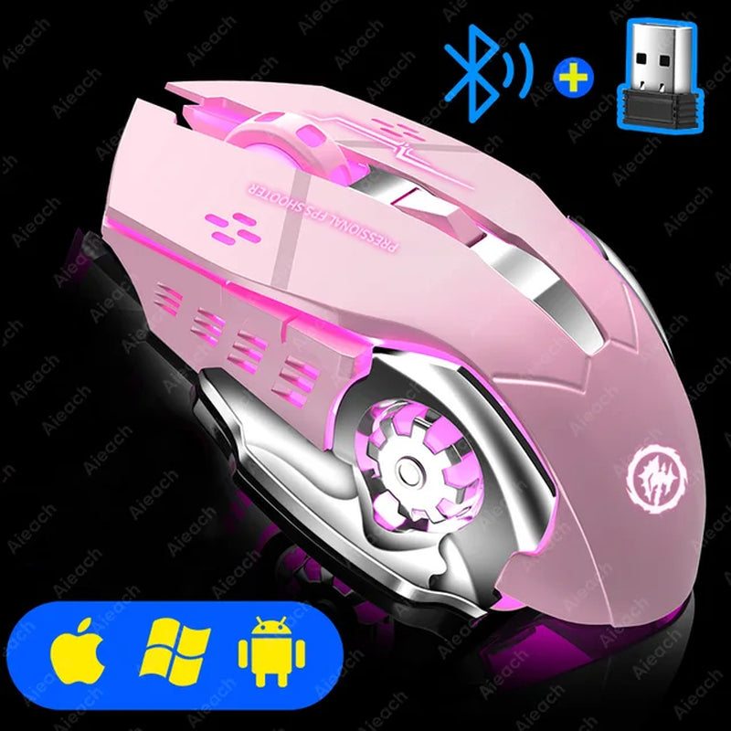 Bluetooth Mouse Gaming Computer Rechargeable Wireless Mouse USB Mechanical E-Sports Backlight PC Gamer Mouse for Computer