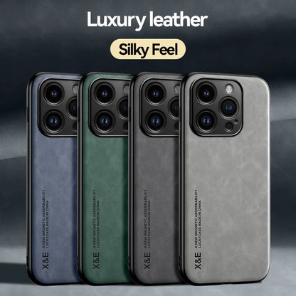 Luxury Magnetic Sheepskin Leather Case for  15 14 13 12 11 Pro Max Mini XR XS 8 7 plus Shockproof Matte Soft Bumper Cover