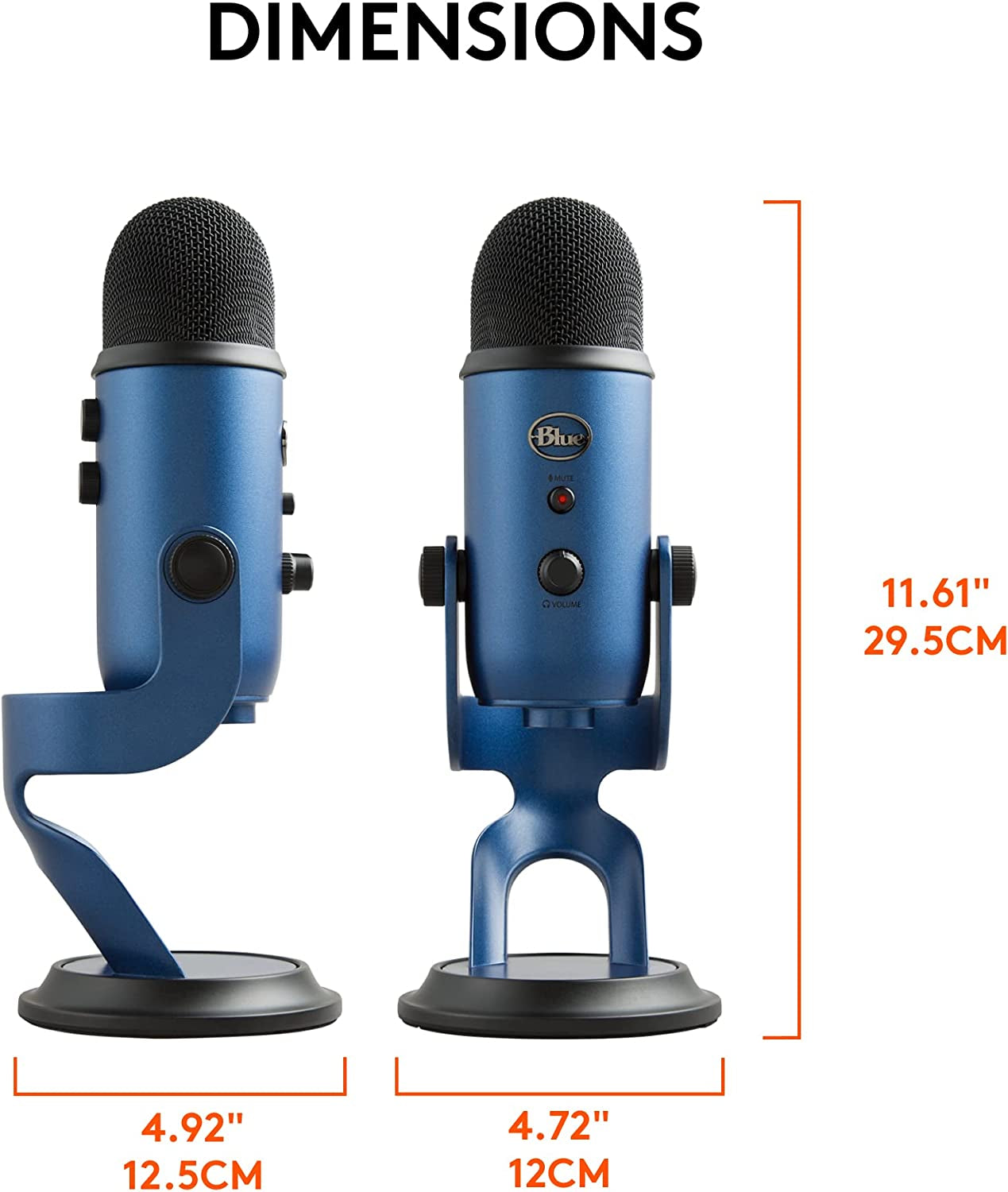 Yeti USB Mic for Recording and Streaming on PC and Mac,  VO!CE Effects, 4 Pickup Patterns, Headphone Output and Volume Control, Adjustable Stand, Plug and Play – Midnight