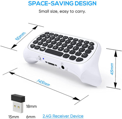 Wireless 2.4Ghz Mini Controller Keyboard Gaming Chatpad with Audio/Headset Jack for  Controller Accessories