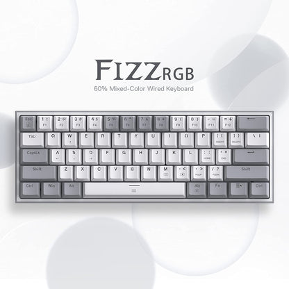 K617 Fizz 60% Wired RGB Gaming Keyboard, 61 Keys Compact Mechanical Keyboard W/White and Grey Color Keycaps, Linear Red Switch, Pro Driver/Software Supported