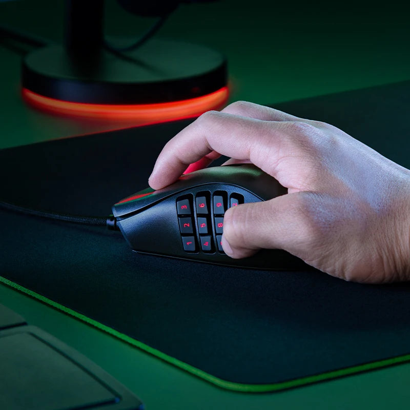 Naga Left-Handed - Ergonomic MMO Gaming Mouse with 12 Programmable Thumb Buttons - 20,000 DPI